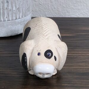 Artesania Rinconada Pottery Pig w/Curly Wire Tail Charming Figurine Whimsical